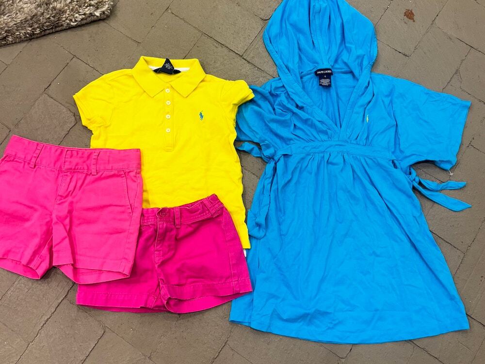 Ralph Lauren Girls Size 6 Lot Dress Polo Shirt Shorts Pink Blue Yellow 4 Pc